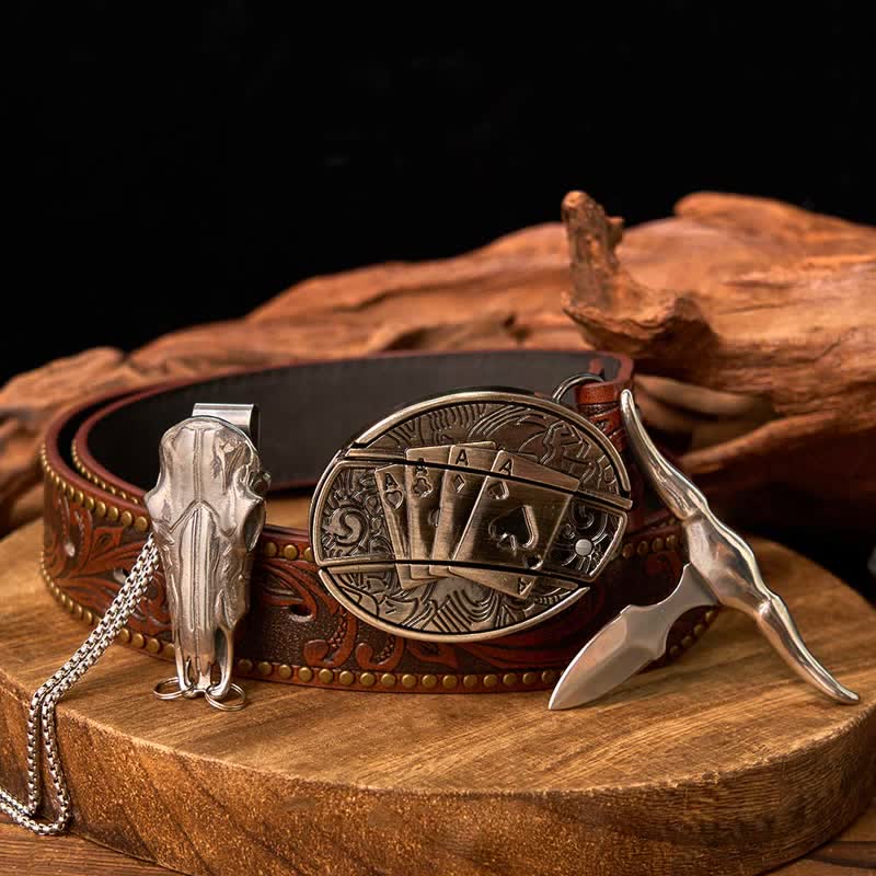 Western Gadget DIY Hidden Knife Buckle Longhorn Bull Pendant Bundle Set - Image 58
