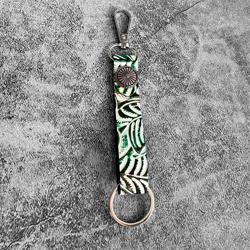 Western Genuine Leather Embossed Pendant Keychain - Image 7