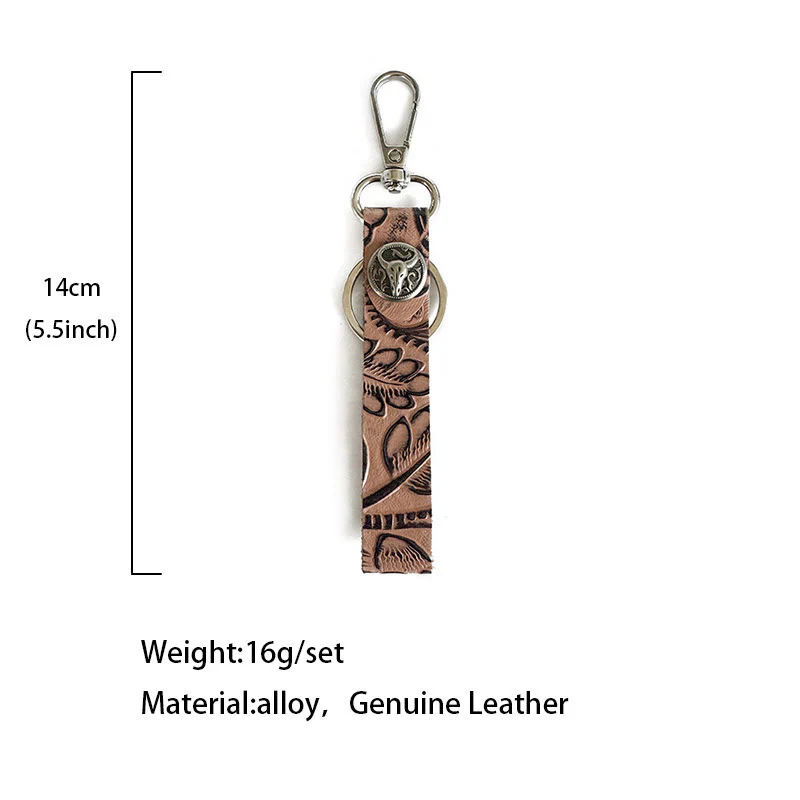 Western Genuine Leather Embossed Pendant Keychain - Image 8
