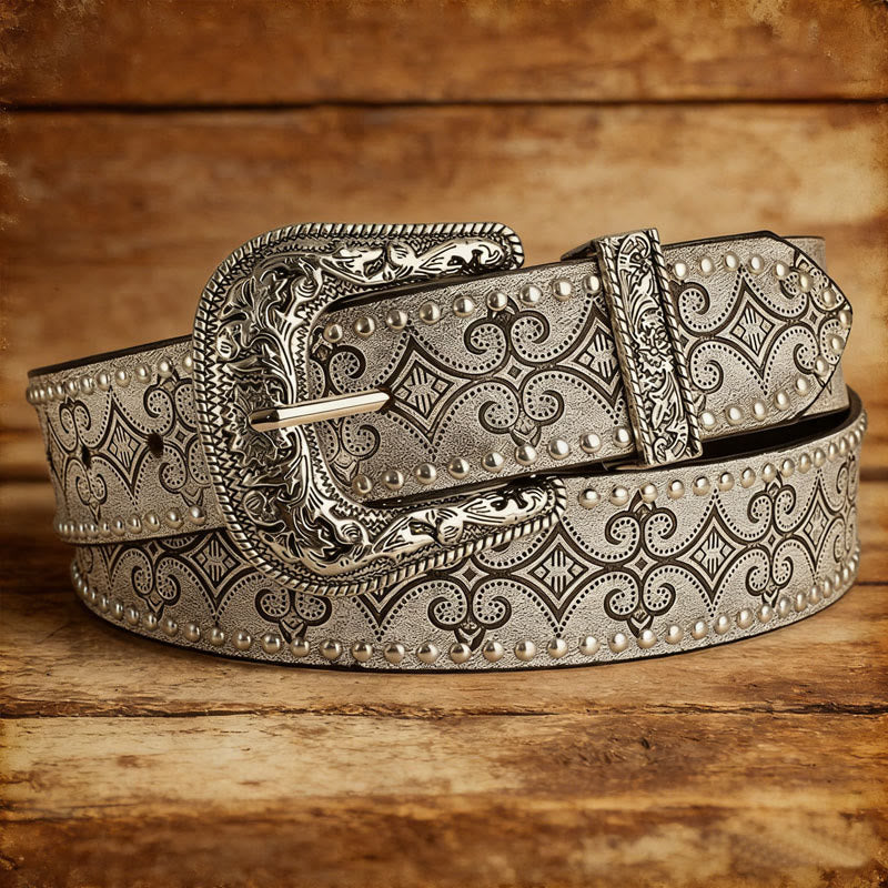 Western Pattern Decorative Buckle Leather Belt - Image 3