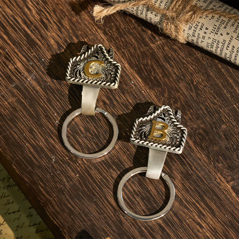 Western Retro Letter Keychain With Key-Shaped Knife - Image 5
