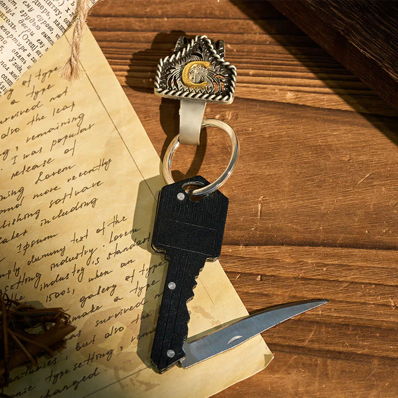 Western Retro Letter Keychain With Key-Shaped Knife - Image 7
