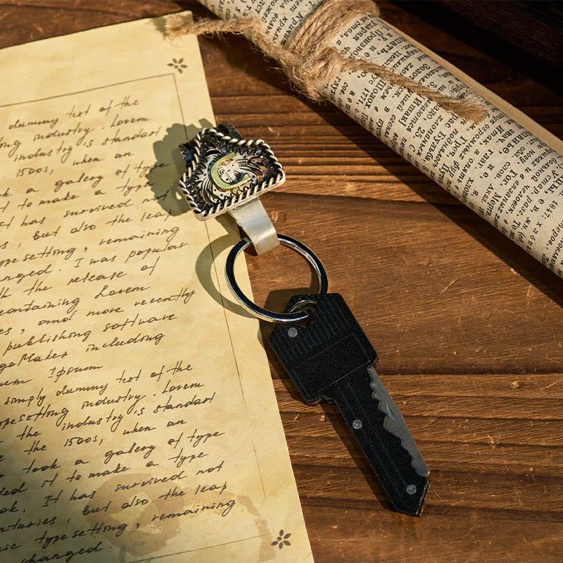 Western Retro Letter Keychain With Key-Shaped Knife - Image 8