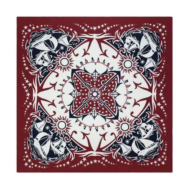 Western Sail Pattern Retro Motorcycle Square Scarf - Image 6