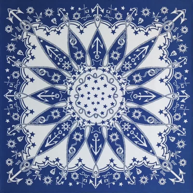 Western Sail Pattern Retro Motorcycle Square Scarf - Image 7