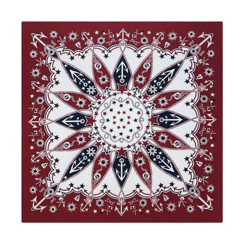 Western Sail Pattern Retro Motorcycle Square Scarf - Image 8