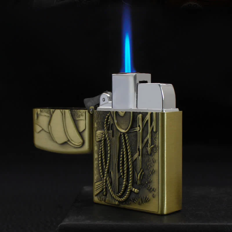 Western Scene Cowboy Hat Refillable Butane Lighter - Image 3