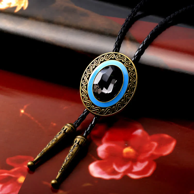 Western Style Middle Inlay Crystal Bolo Tie - Image 3