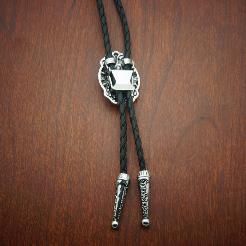 Western Texas Silver Star Carving Bolo Tie - Image 6