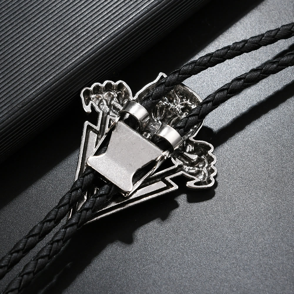 Western Vintage Tiger Skull With Sharp Teeth Bolo Tie - Image 3