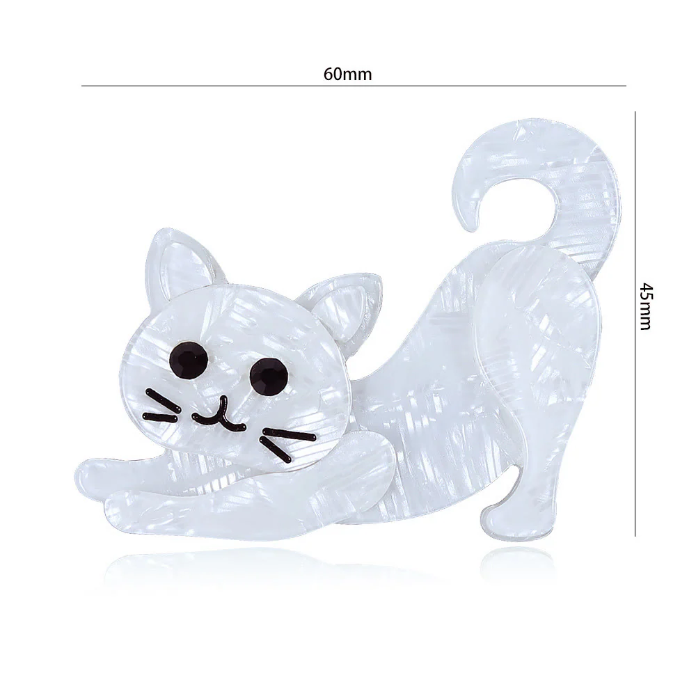 Charming Accessory White Cat Handmade Acrylic Brooch - Image 4