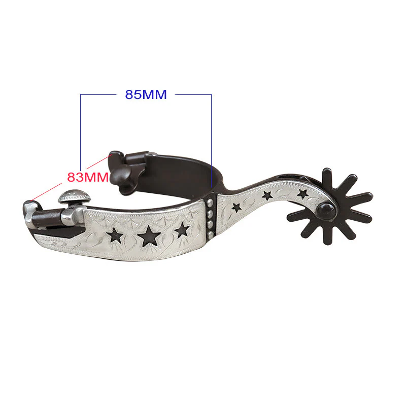 White Copper Buckles And Stars Cowboy Spurs With Gear - Image 3
