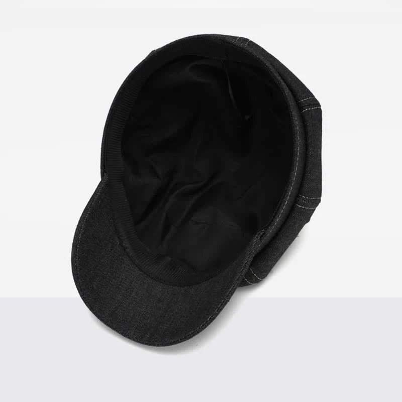 White Line Denim Newsboy Visor Beret Hat - Image 7