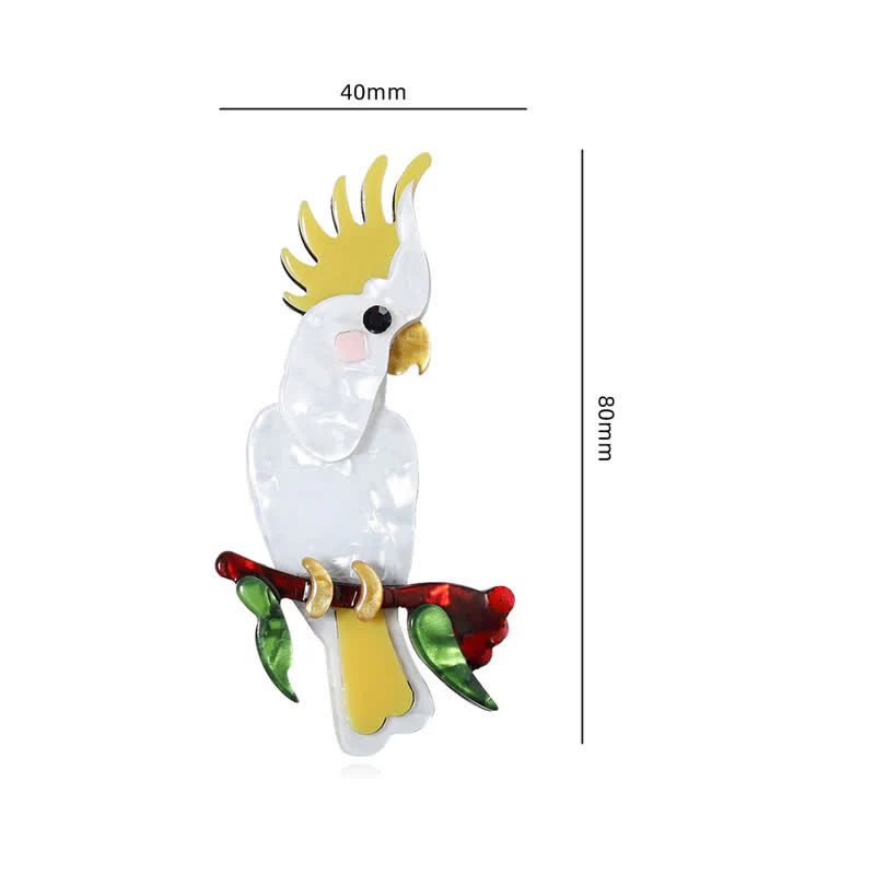 White Parrot Bird Handmade Acrylic Brooch - Image 6