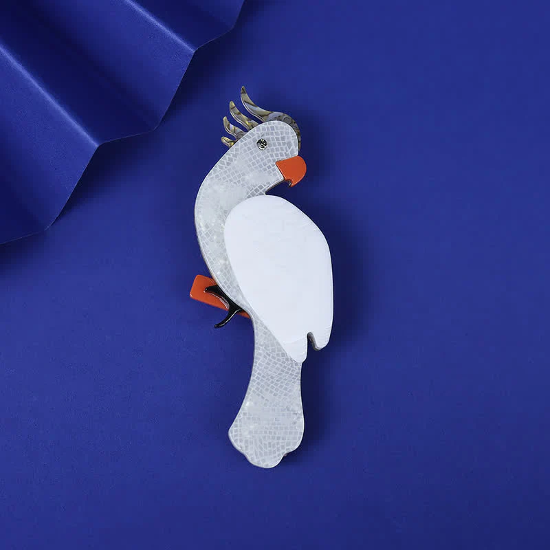 White Parrot Cartoon Bird Handmade Acrylic Brooch
