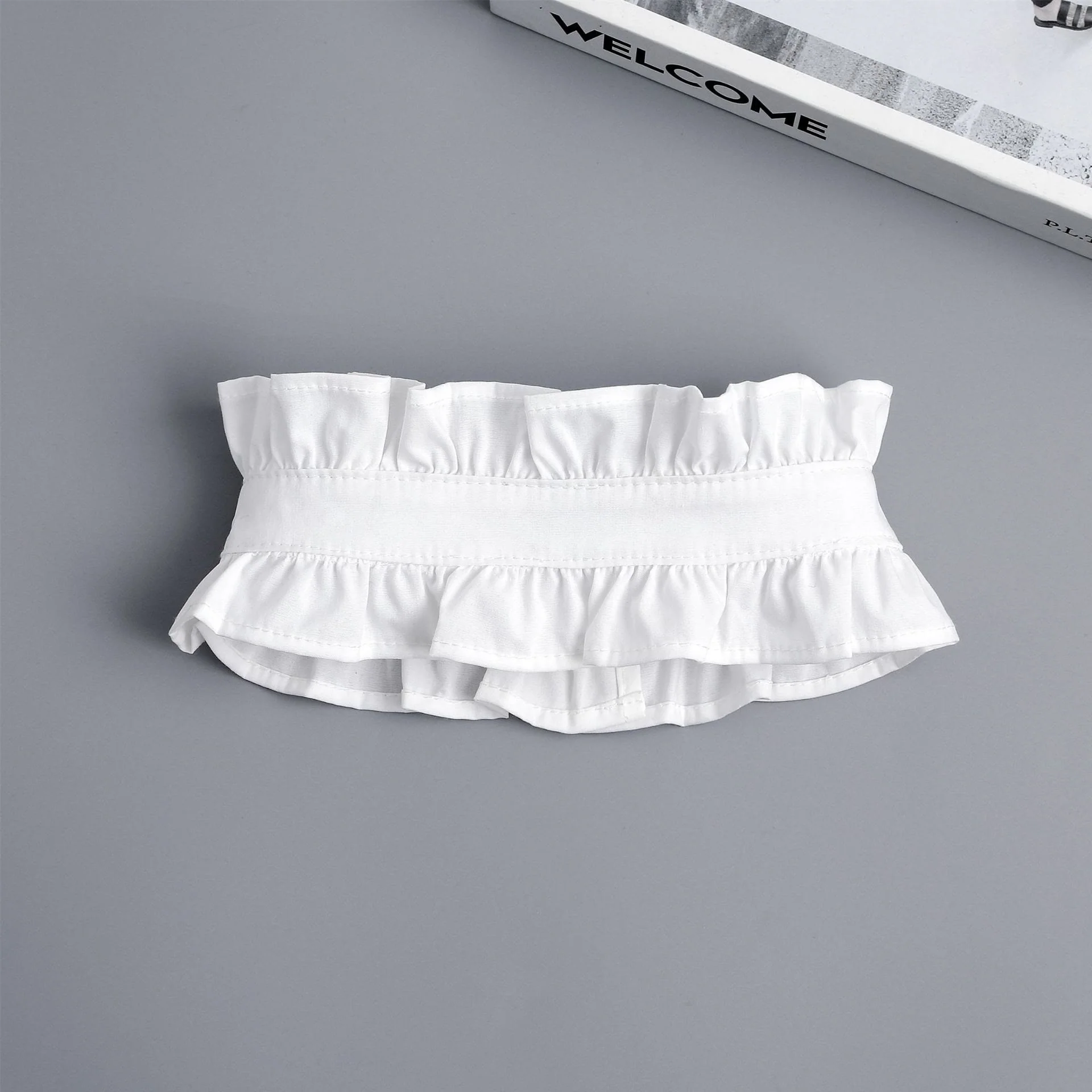 White Pleated Collar With Button Detachable False Collar Shirt - Image 10