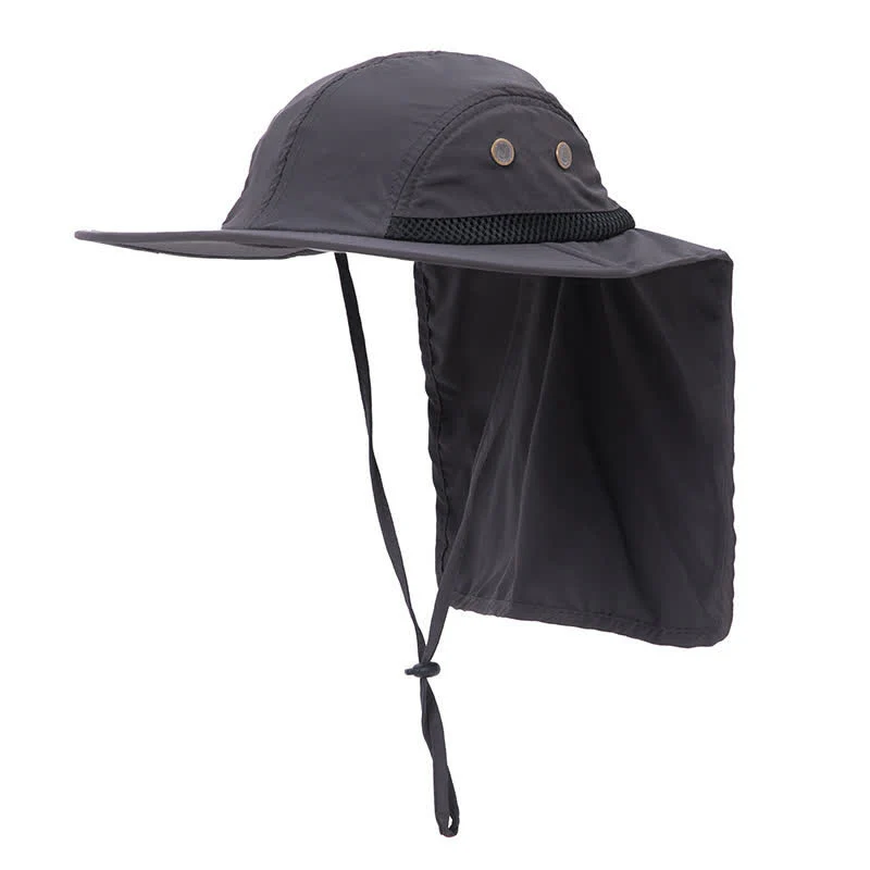 Wide Brim Sun Protection Bucket Hat With Neck Flap - Image 3