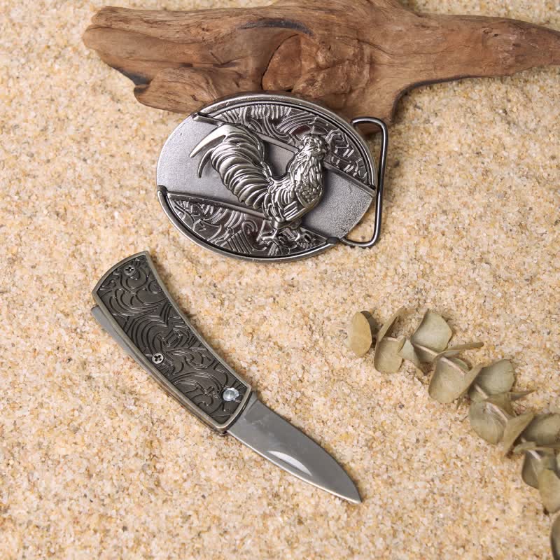 Wild Life DIY Hidden Folding Knife Leather Belt Buckles Bundle Set - Image 3