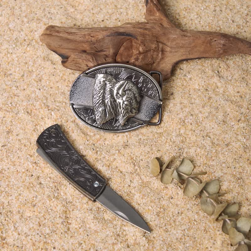 Wild Life DIY Hidden Folding Knife Leather Belt Buckles Bundle Set - Image 6