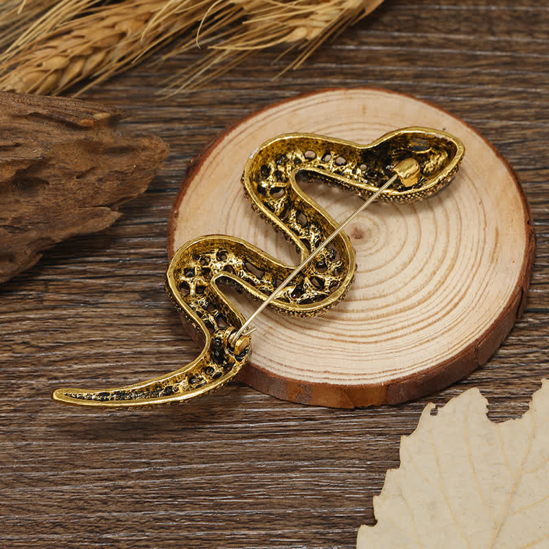 Wild Snake Sparkle Crystal Rhinestone Brooch - Image 4