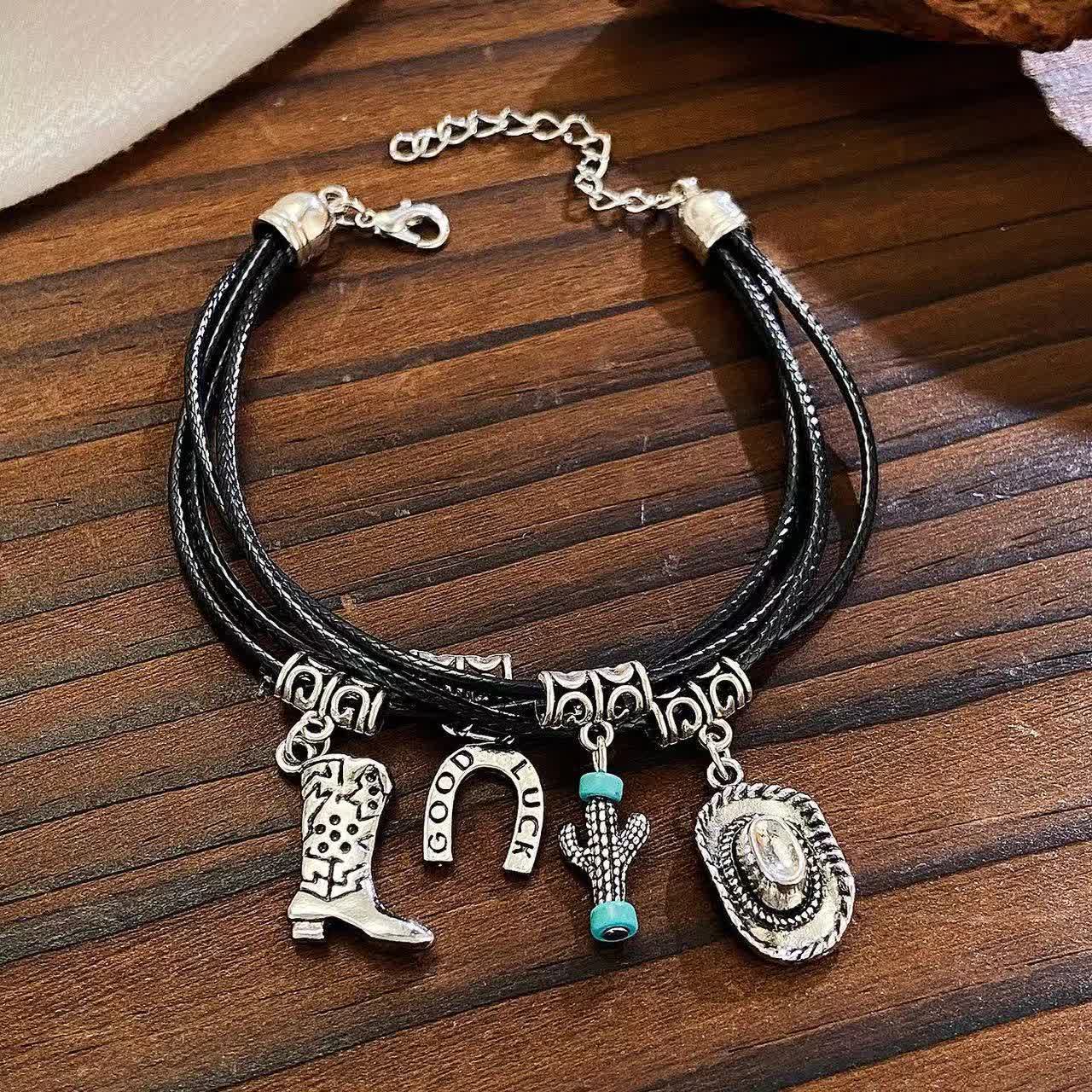 Wild Western Multi-Layered Bracelet Cowboy Necklace - Image 5