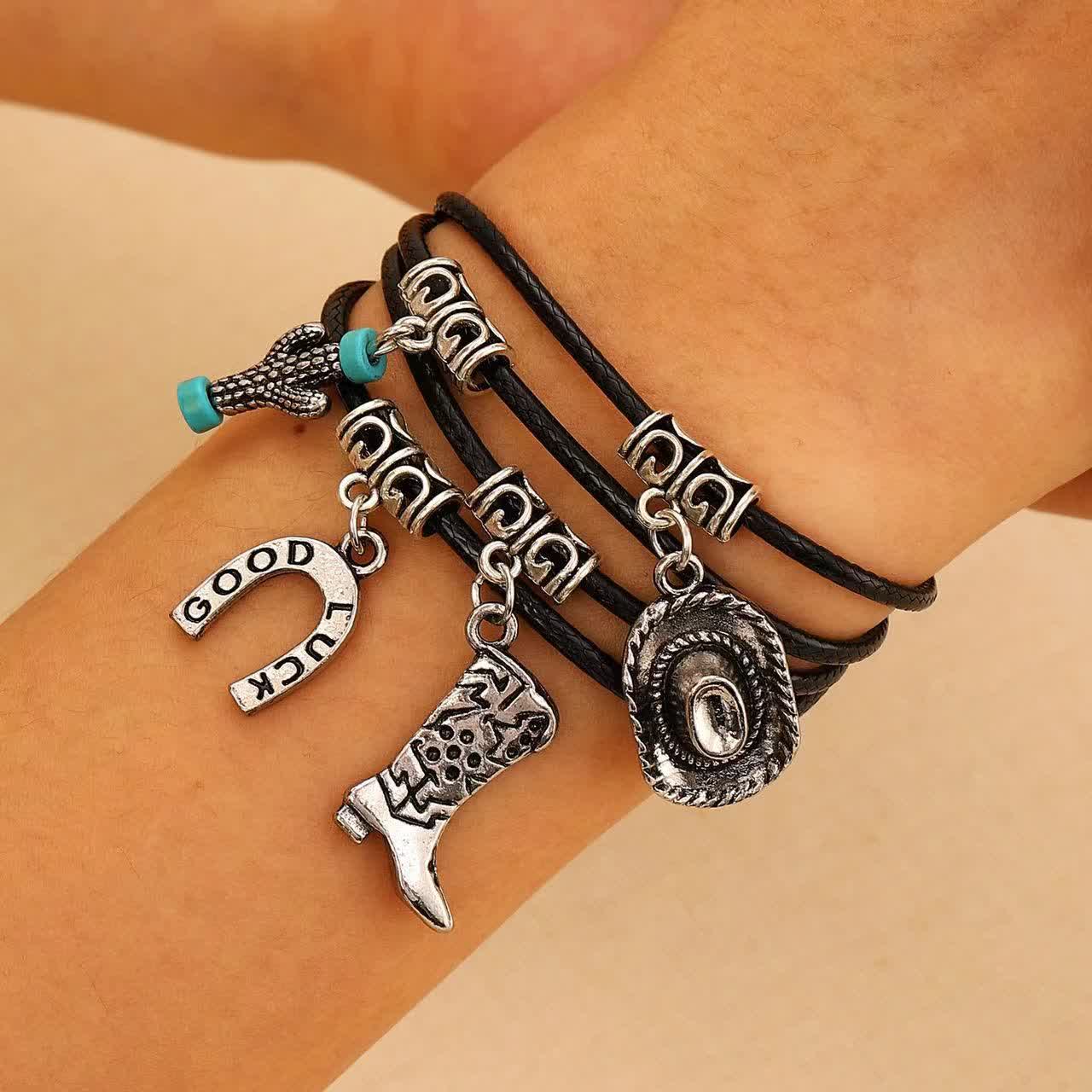 Wild Western Multi-Layered Bracelet Cowboy Necklace - Image 6