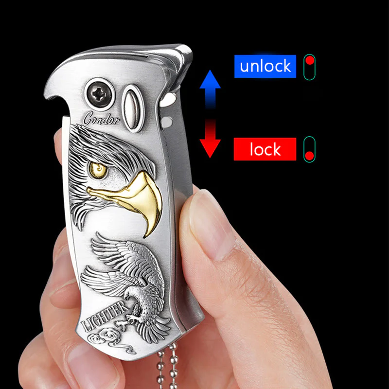 Windproof Metal Foldable Knife Jet Torch Refillable Butane Lighter - Image 6
