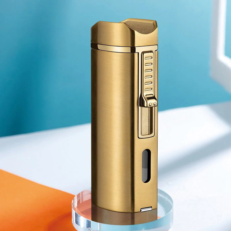 Windproof Triple Burner Lighter With Folding Cigar Cutter - Image 13