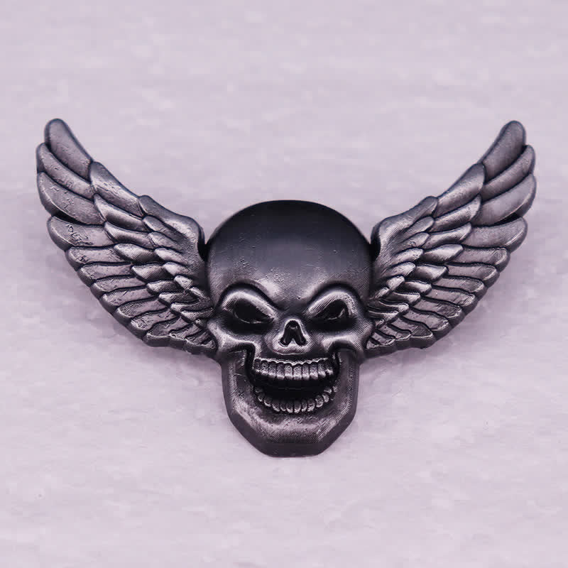 Winged Demonic Laughing Skull Head Brooch - Image 2