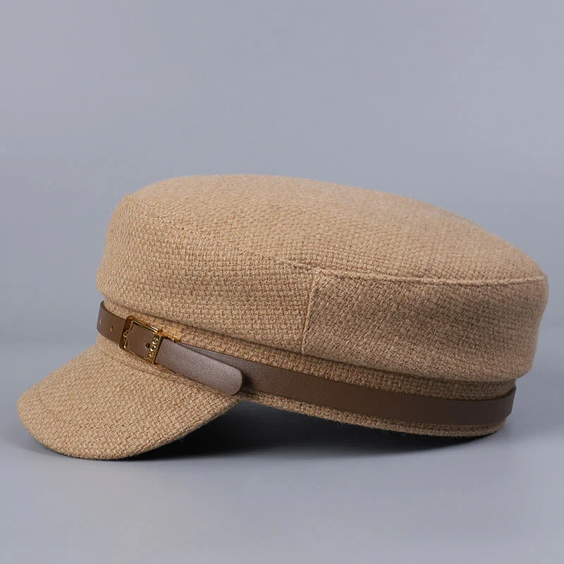 Winter Belt Metal Buckle Flat Top Women's Beret - Image 4
