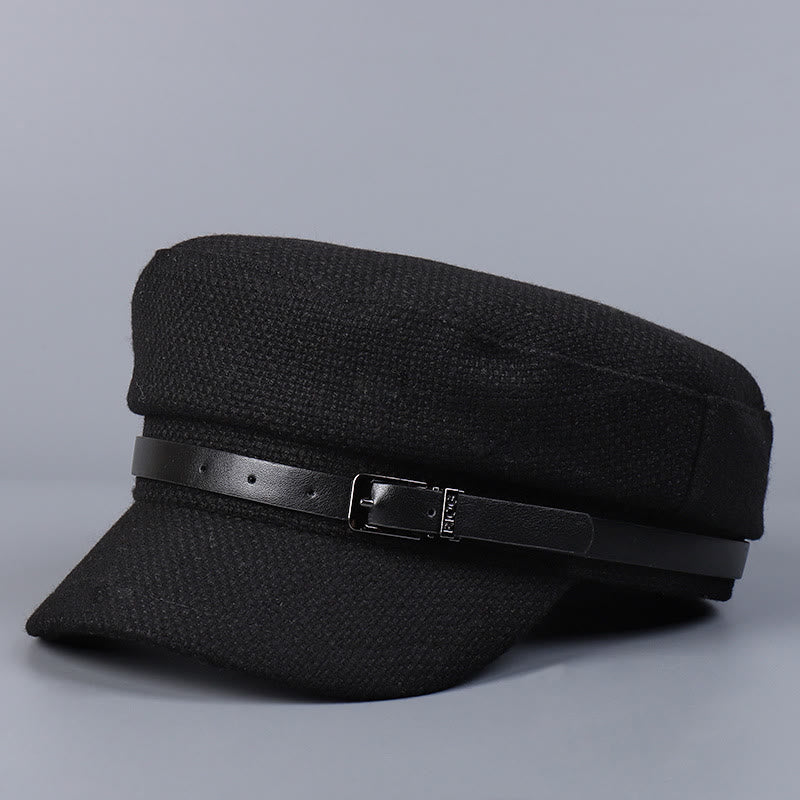 Winter Belt Metal Buckle Flat Top Women's Beret - Image 8