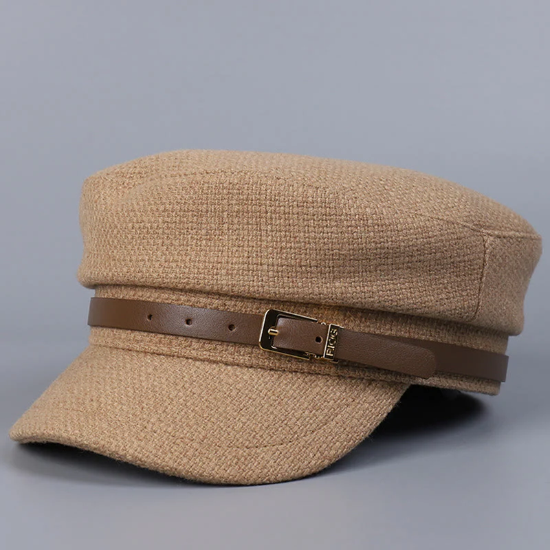 Winter Belt Metal Buckle Flat Top Women's Beret - Image 9
