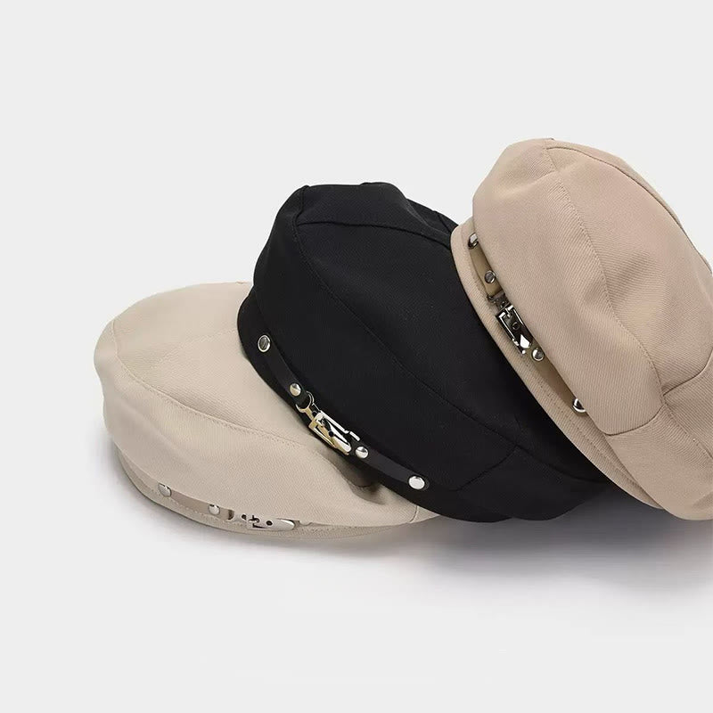 Winter Fashion Simple Metal Buckle Women's Beret Hat - Image 2