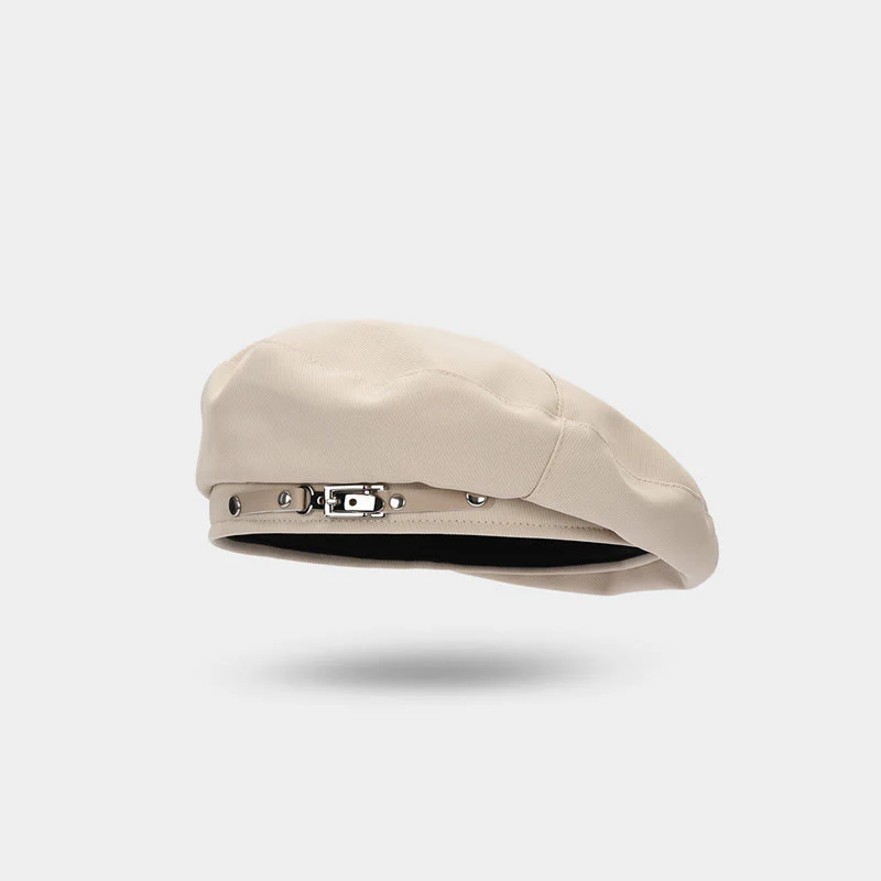 Winter Fashion Simple Metal Buckle Women's Beret Hat - Image 6