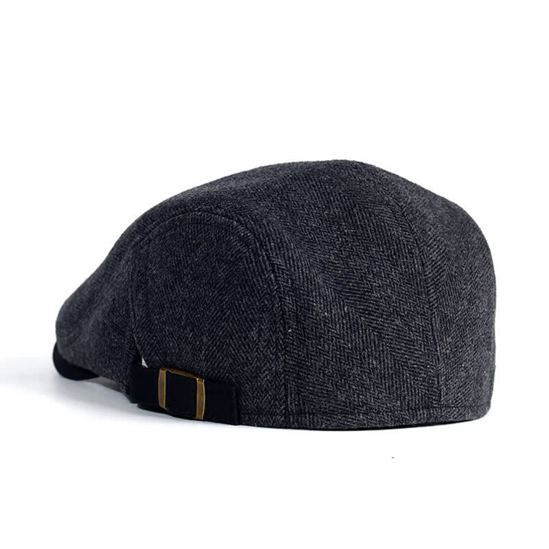 Winter Herringbone Wool Thick Warm Flat Beret Hat - Image 6