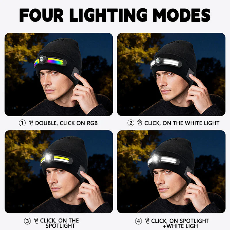 Winter LED Lighting RGB Mode Knitted Beanie Hat - Image 7
