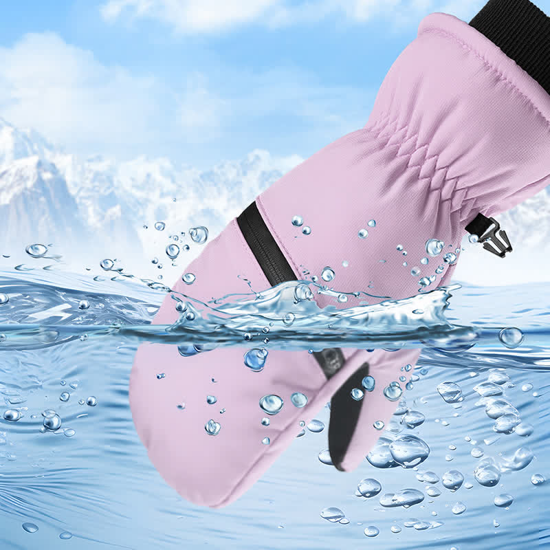 Winter Padded Zipper Pocket Ski Sports Gloves - Image 11
