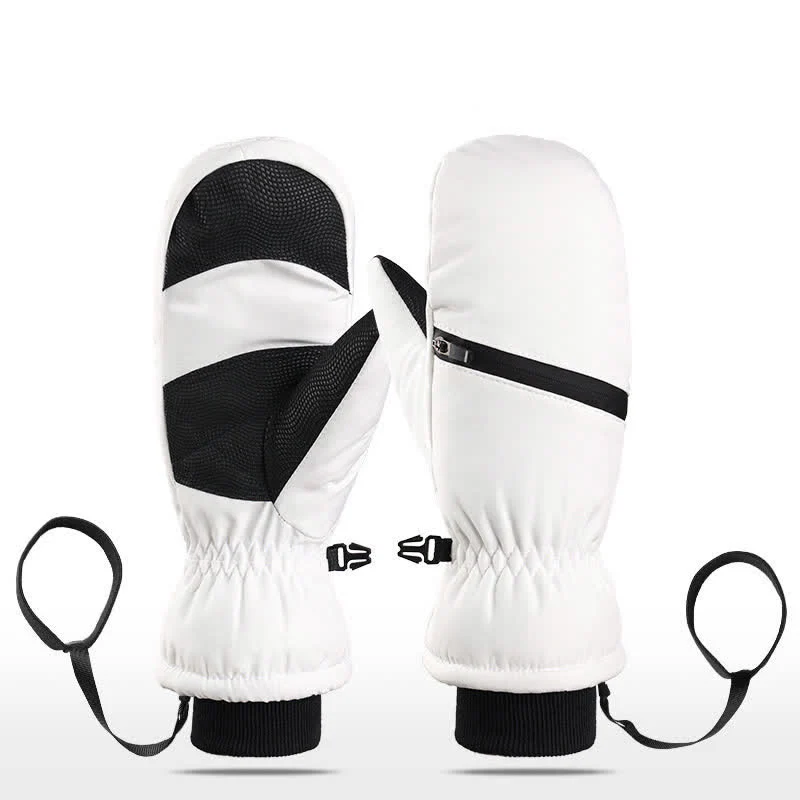 Winter Padded Zipper Pocket Ski Sports Gloves - Image 12