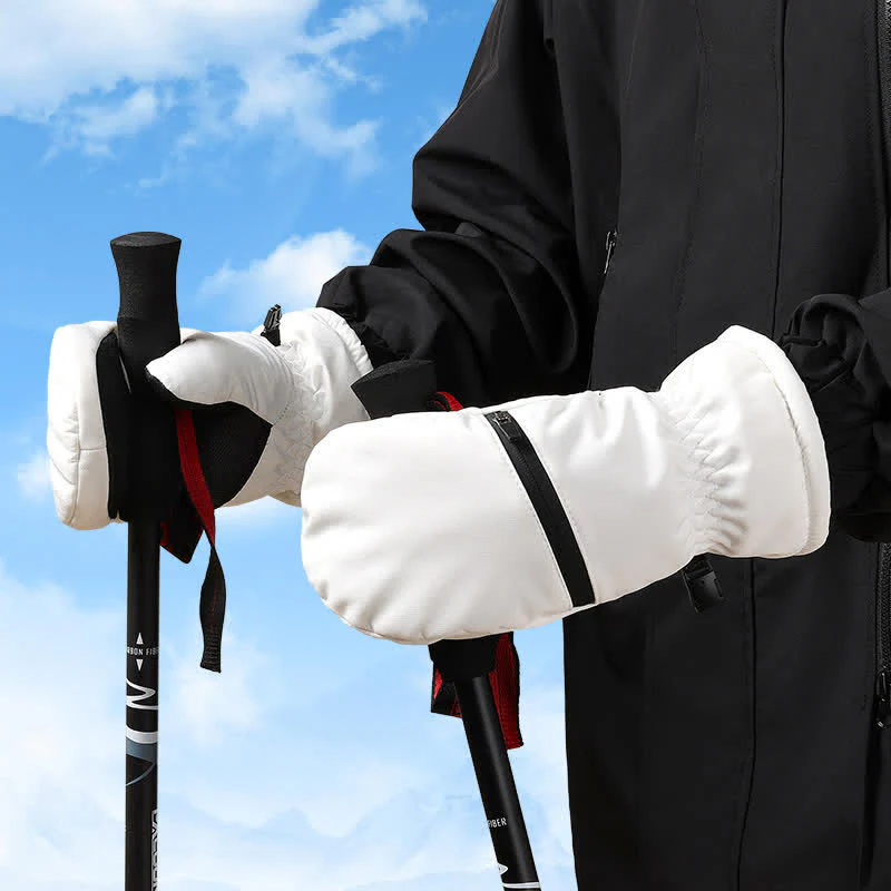Winter Padded Zipper Pocket Ski Sports Gloves - Image 13