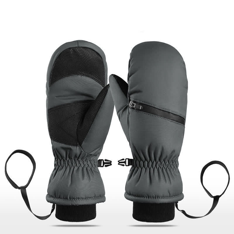 Winter Padded Zipper Pocket Ski Sports Gloves - Image 14