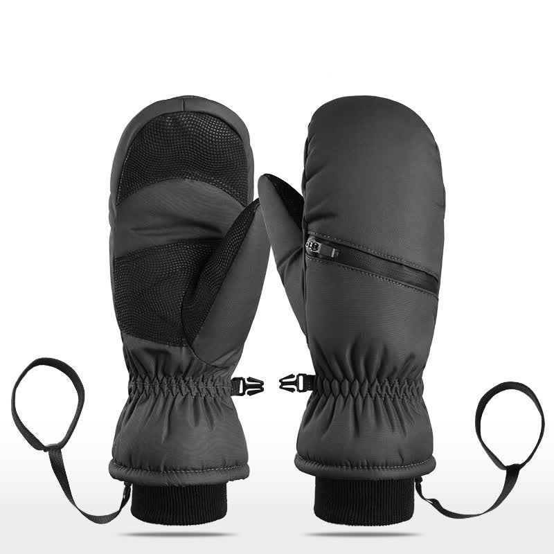 Winter Padded Zipper Pocket Ski Sports Gloves - Image 15