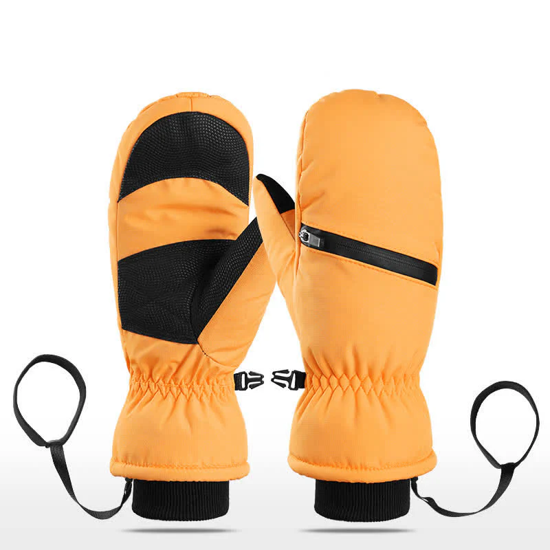 Winter Padded Zipper Pocket Ski Sports Gloves - Image 17