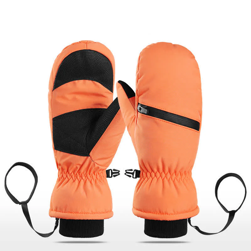 Winter Padded Zipper Pocket Ski Sports Gloves - Image 18