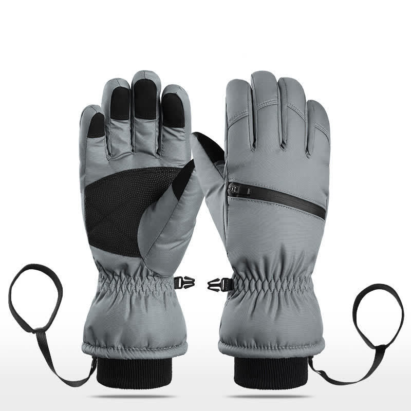 Winter Padded Zipper Pocket Ski Sports Gloves - Image 19