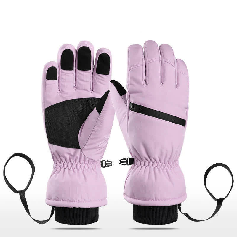 Winter Padded Zipper Pocket Ski Sports Gloves - Image 20