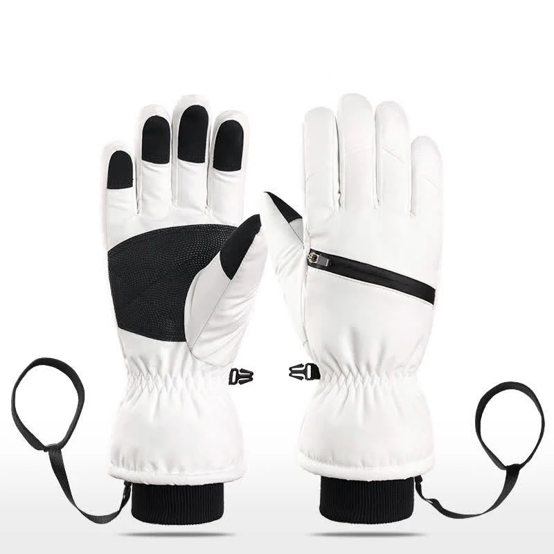 Winter Padded Zipper Pocket Ski Sports Gloves - Image 21