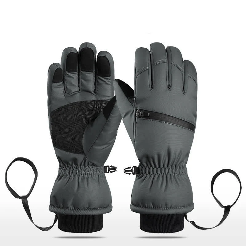 Winter Padded Zipper Pocket Ski Sports Gloves - Image 22