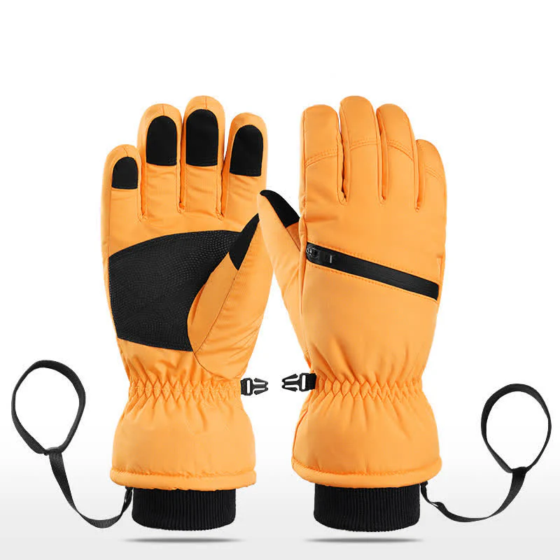 Winter Padded Zipper Pocket Ski Sports Gloves - Image 25
