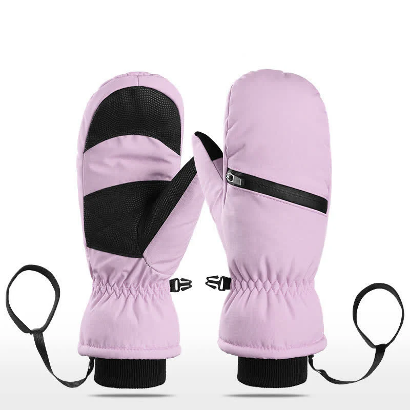 Winter Padded Zipper Pocket Ski Sports Gloves - Image 3
