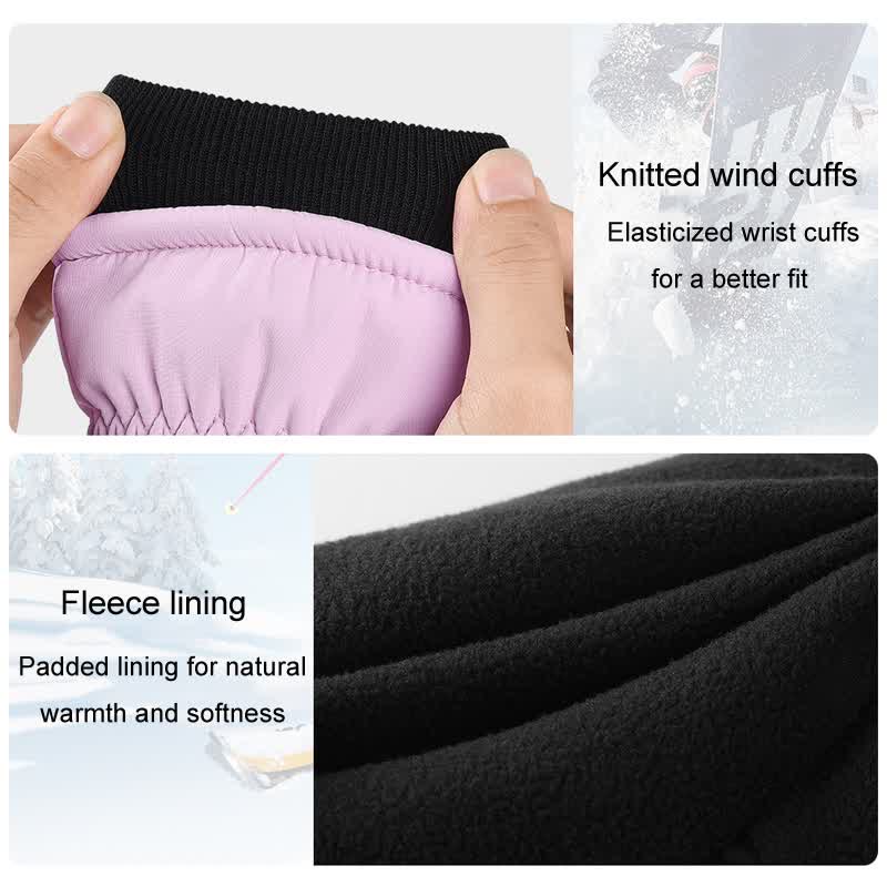 Winter Padded Zipper Pocket Ski Sports Gloves - Image 7